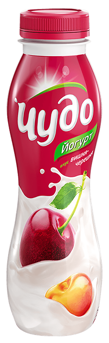 Йогурт 2,4% питьевой Чудо вишня черешня ВБД п/б, 270 мл