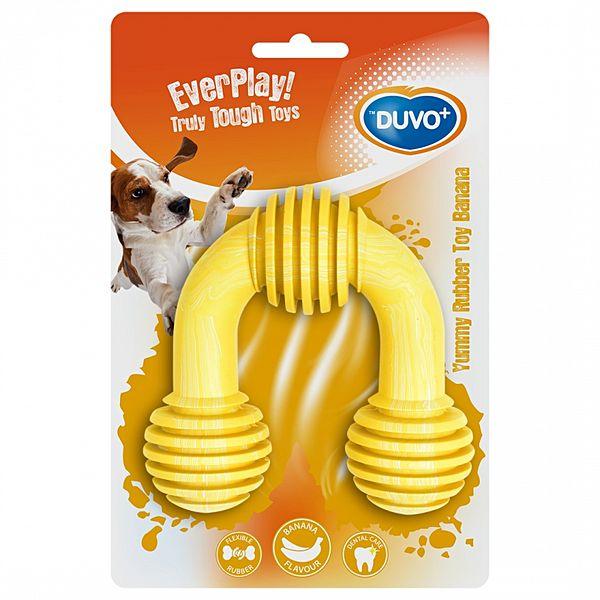 DUVO+ Игрушка для собак резиновая с ароматом банана, "Подкова", желтая