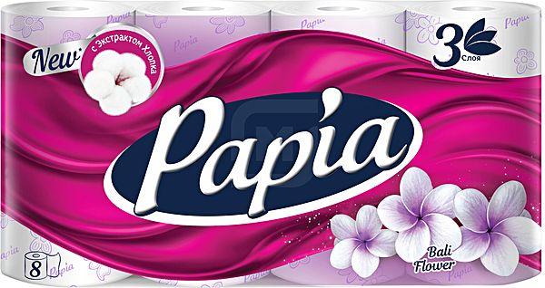 Туалетная бумага Papia Балийский цветок 8 рулонов 3 слоя