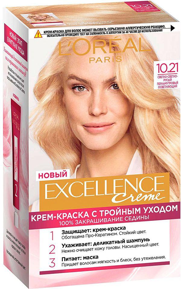 Крем-краска для волос Loreal Paris Excellence creme 10.21 Светло-светло-русый перламутровый