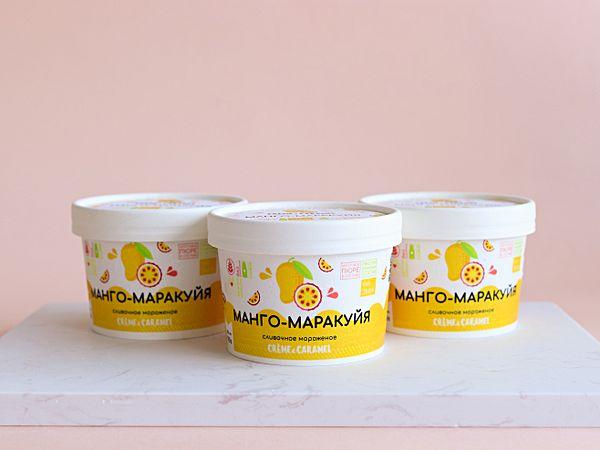 Мороженое манго-маракуйя в баночке