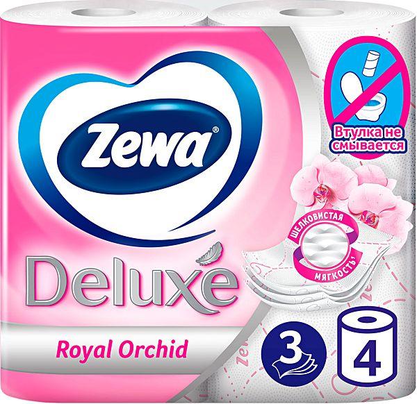 Туалетная бумага Zewa Deluxe Орхидея 3 слоя 4 рулона
