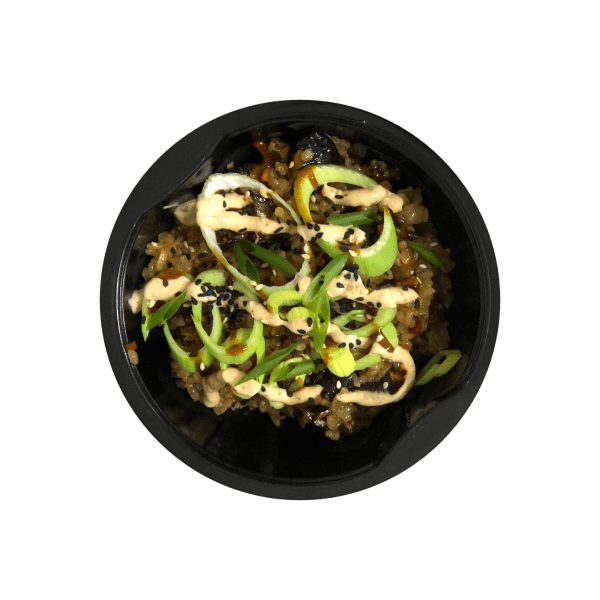Тяхан с овощами и грибами шиитаки