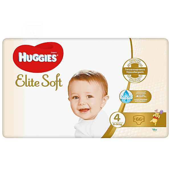Подгузники Huggies Elite Soft №4 8-14кг 66шт