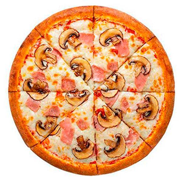 Пицца Грибная с ветчиной тонкое тесто средняя (30см)