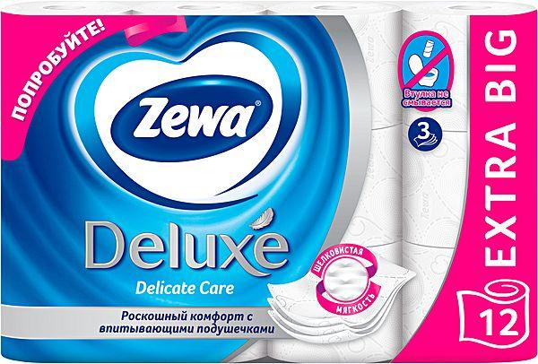 Бумага туалетная Zewa Deluxe Белая 3 слоя 12 рулонов
